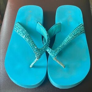 Max Collection Turquoise Embellished Flip Flops 9